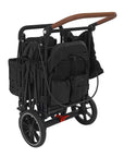 caravan stroller wagon sun topper in black folded on folded frame