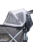Side view of air flow vented summer canopy for caravan stroller wagon