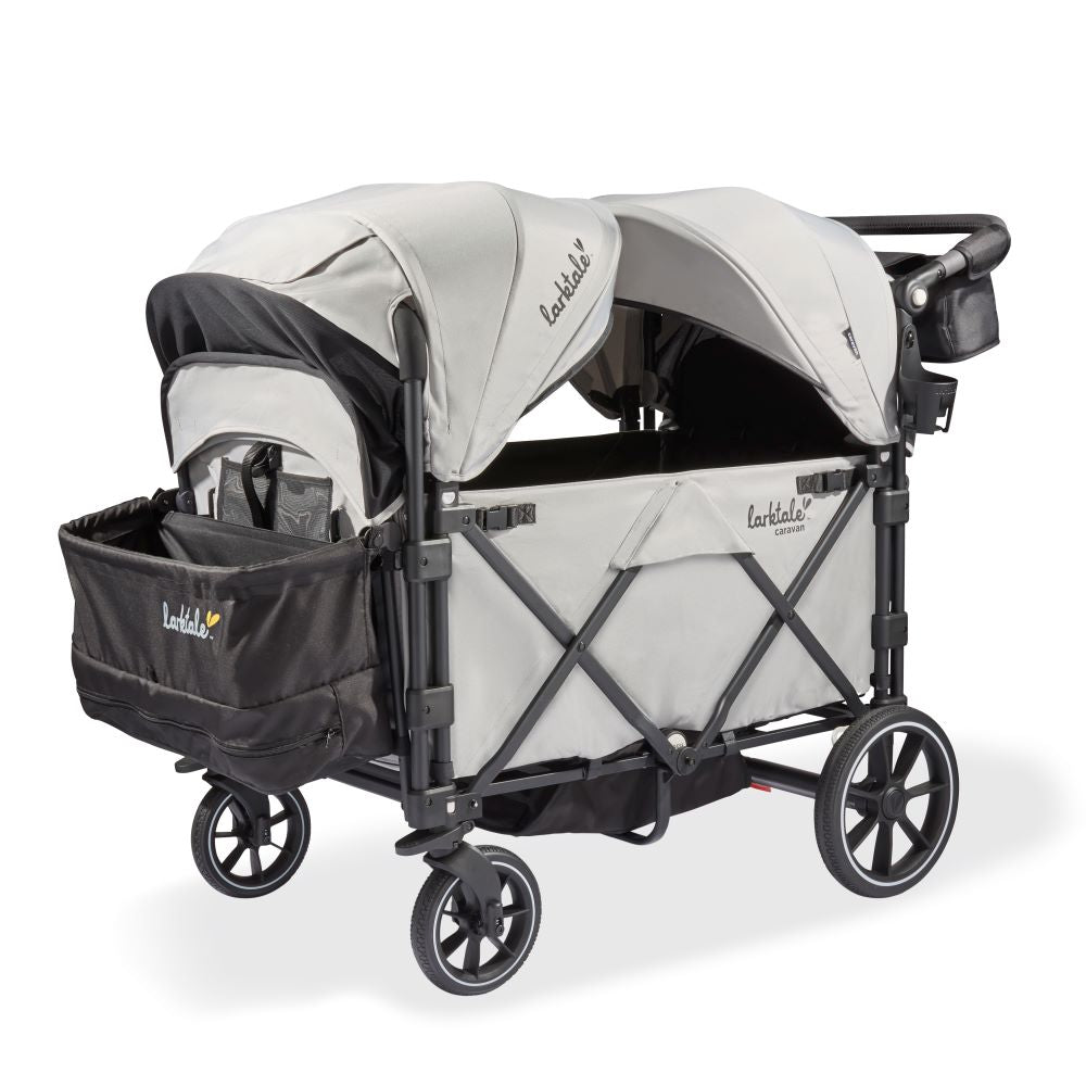 larktale caravan quad 4-seater wagon stroller in avalon gray