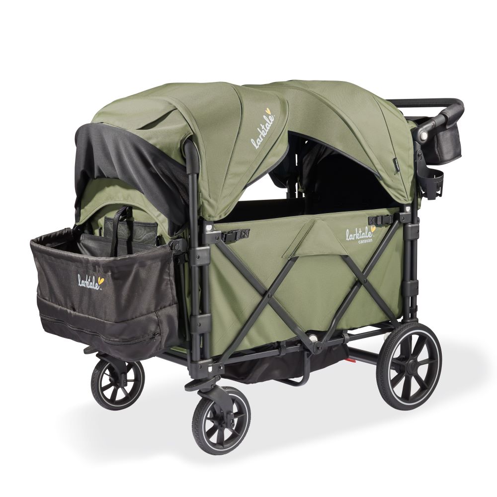 larktale caravan quad 4-seater wagon stroller in chelsea green army green color