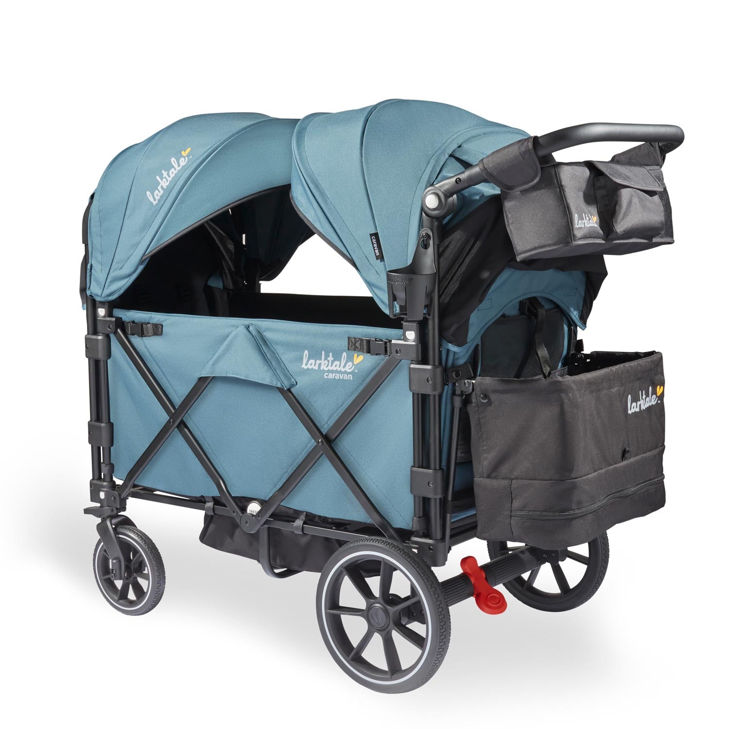 larktale caravan v3 stroller wagon in seaford blue rear view