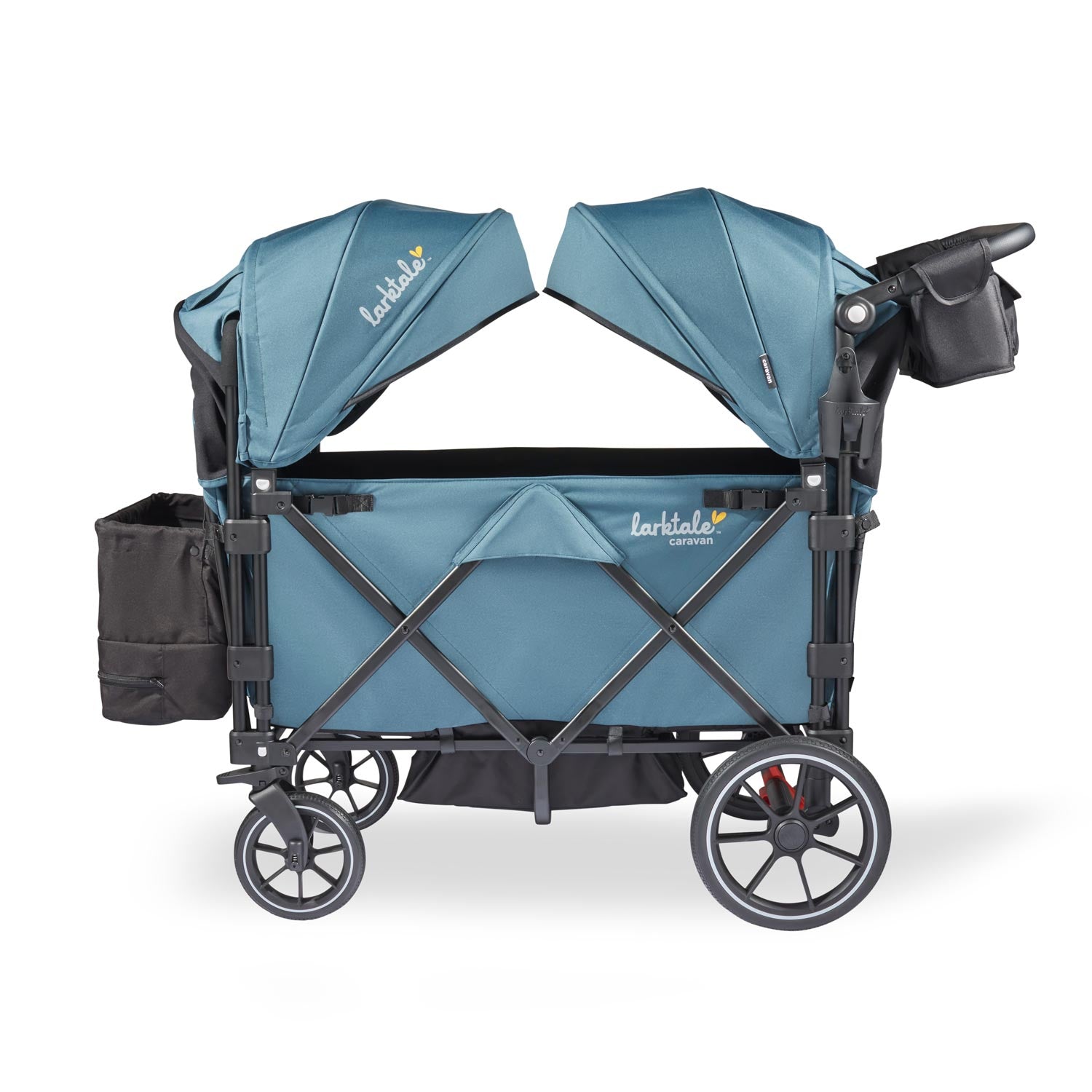 larktale caravan v3 stroller wagon in seaford blue side view