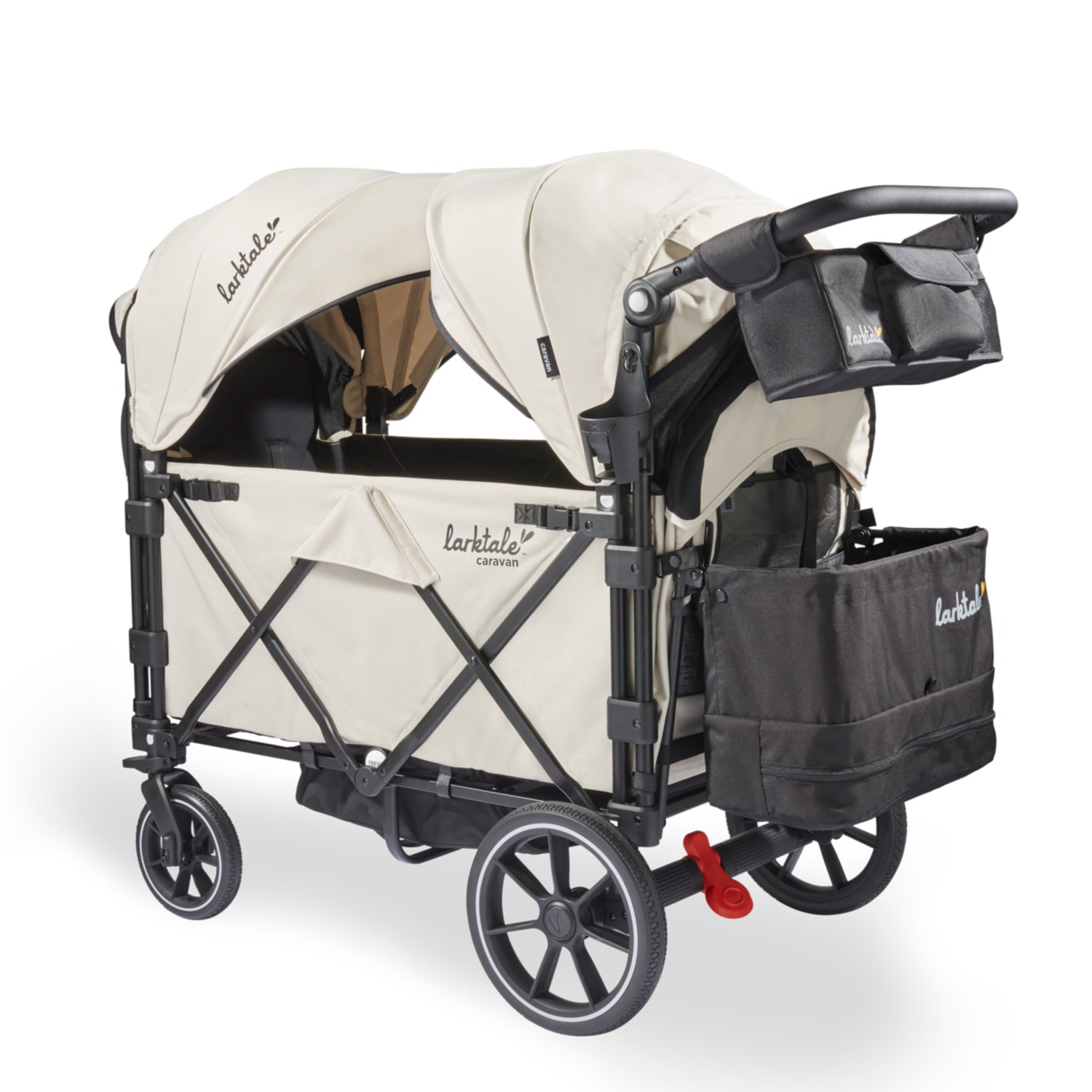 larktale caravan v3 stroller wagon in newport taupe rear view