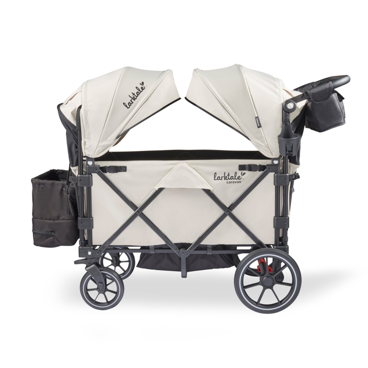 larktale caravan v3 stroller wagon in newport taupe side view
