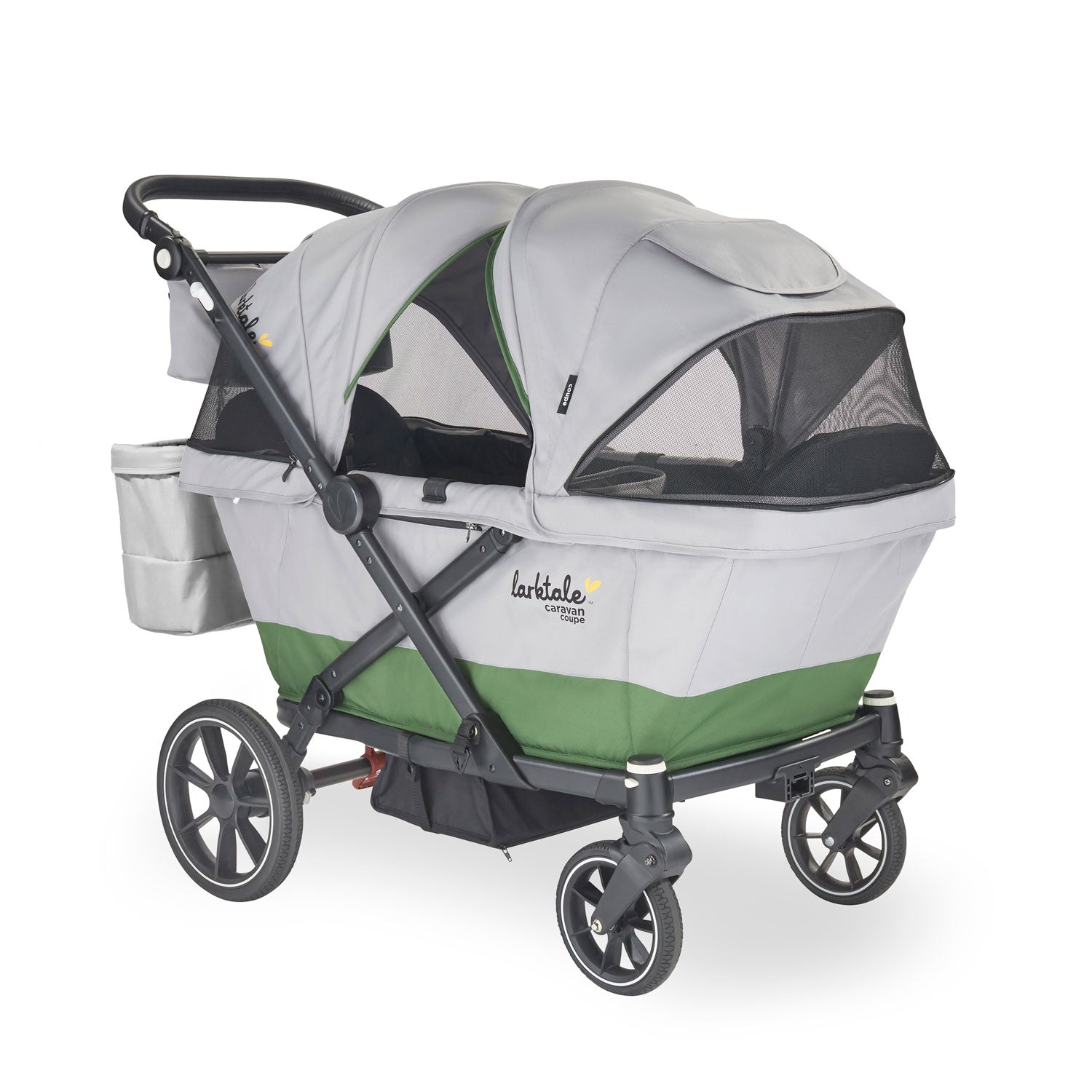 larktale caravan coupe v2 stroller wagon in gray/green right side