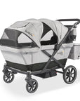 larktale caravan coupe quad 4-seater stroller wagon in gray/black with foot well