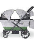 larktale caravan coupe quad 4-seater stroller wagon in gray/green with parent console side-view