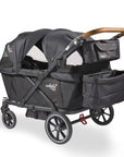 larktale caravan coupe quad 4-seater stroller wagon in byron black showing parent console and other accessories