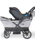 car seat installed on the caravan coupe quad 4-seater stroller wagon