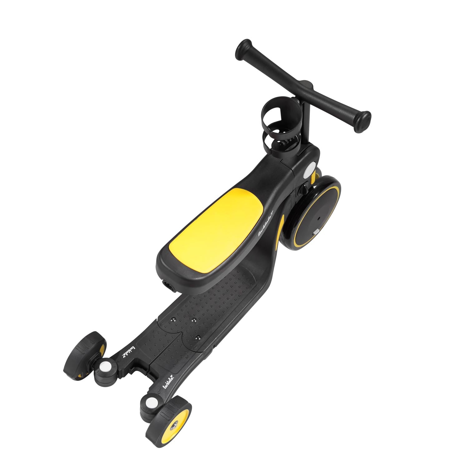 scoobi in ride-on mode in clovelly yellow overhead view