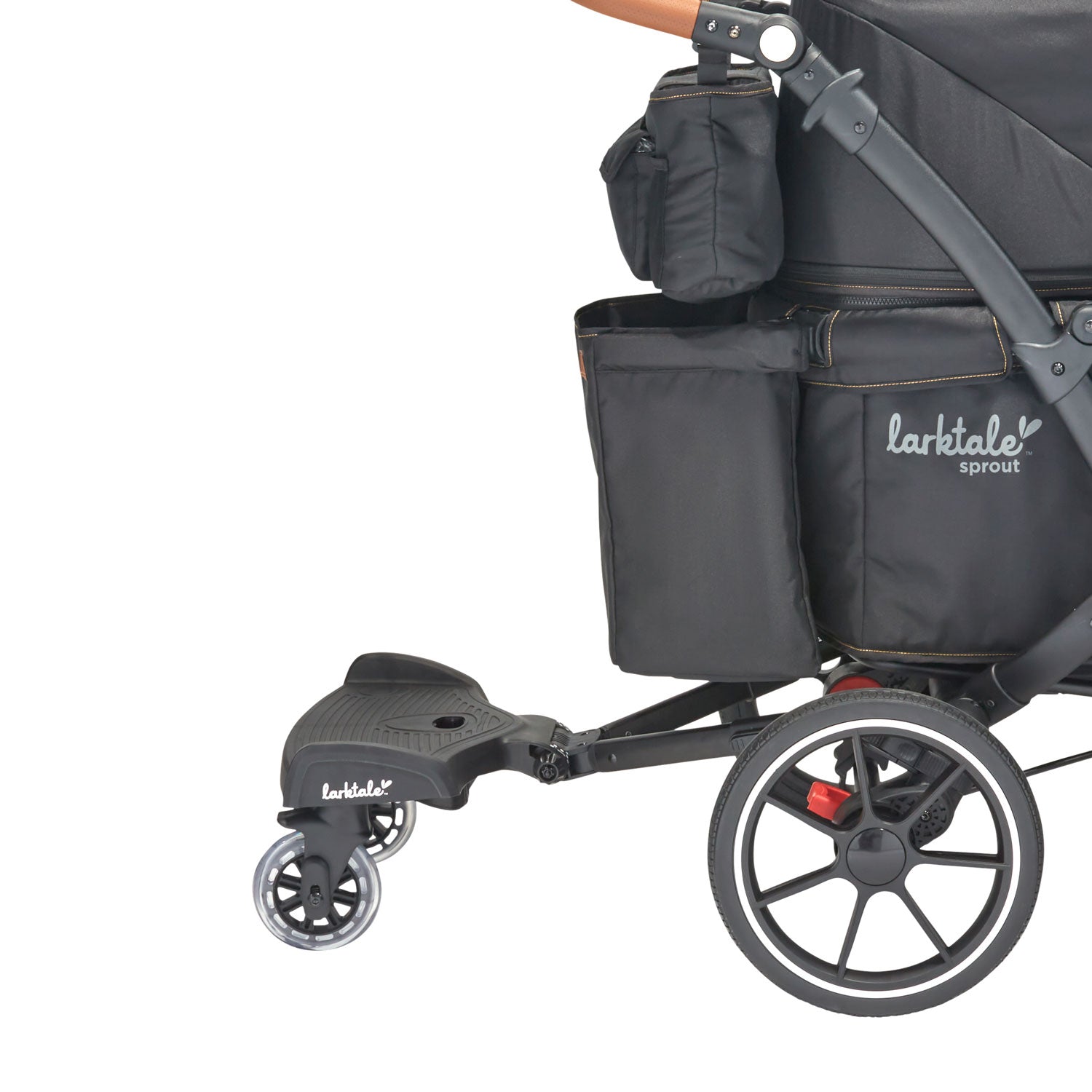 ride along stroller board attached to the sprout in wagon mode