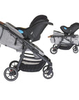 car seat attached to crossover in stroller mode and wagon mode