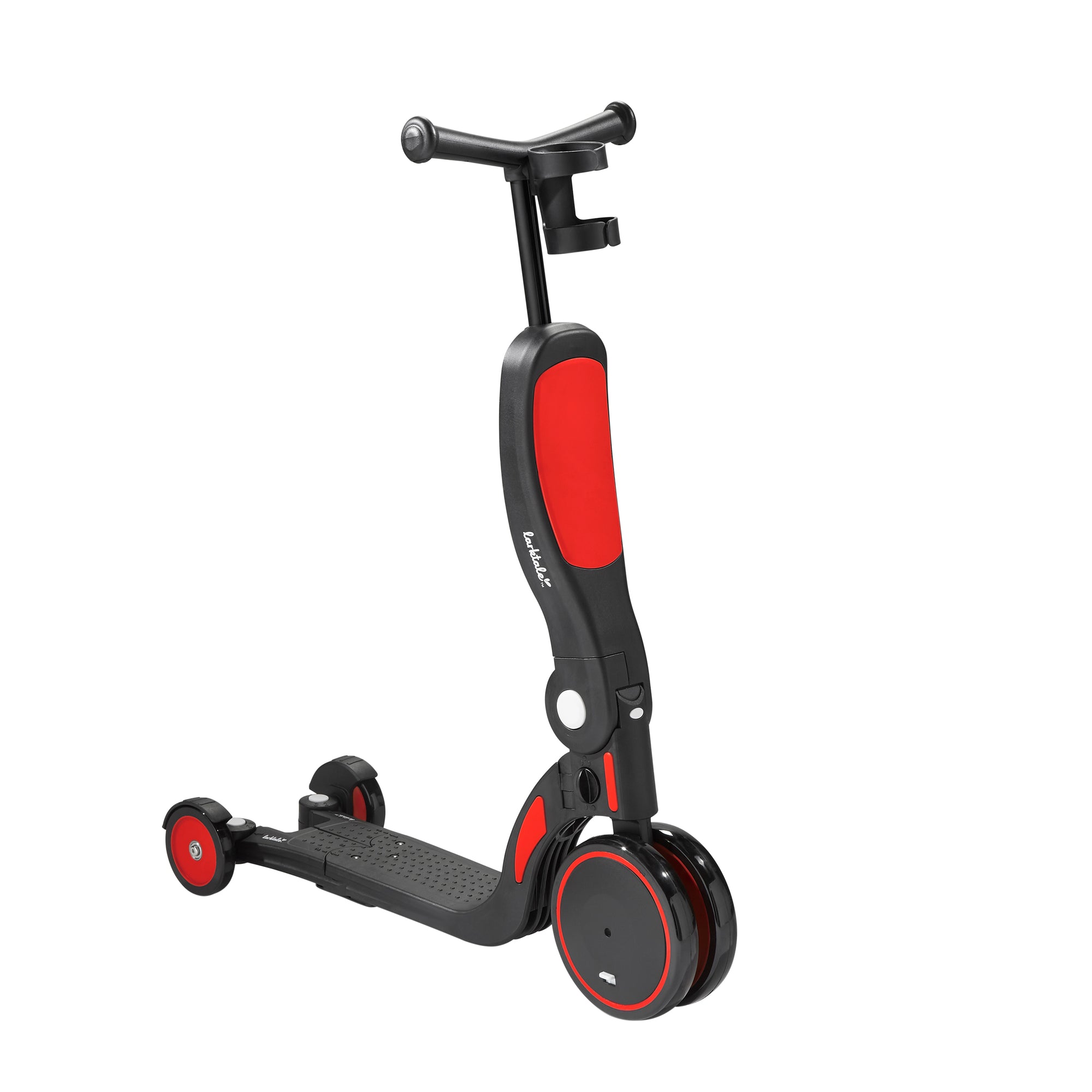 Scoobi scooter, tricycle, balance bike and ride on all-in-one toy for kids - red and black
