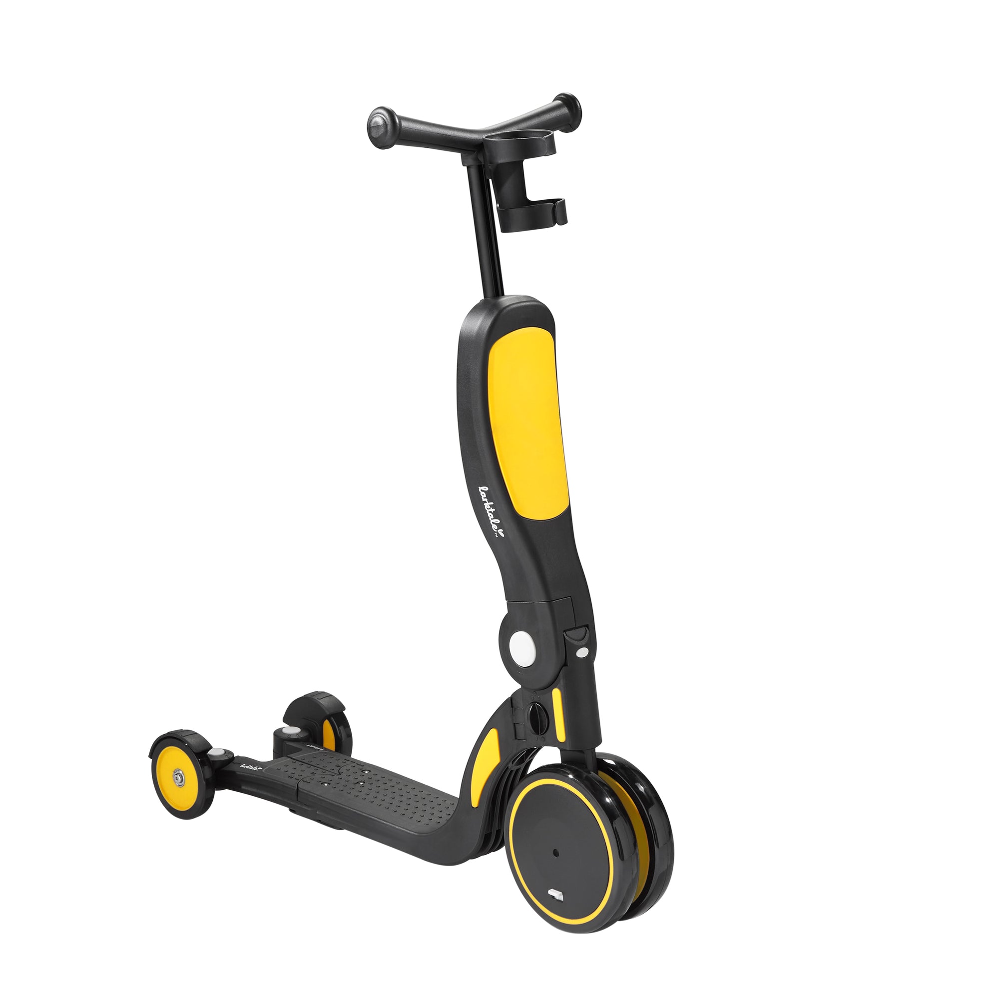 Scoobi scooter, tricycle, balance bike and ride on all-in-one toy for kids - yellow and black