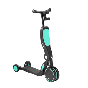 Scoobi scooter, tricycle, balance bike and ride on all-in-one toy for kids - green and black
